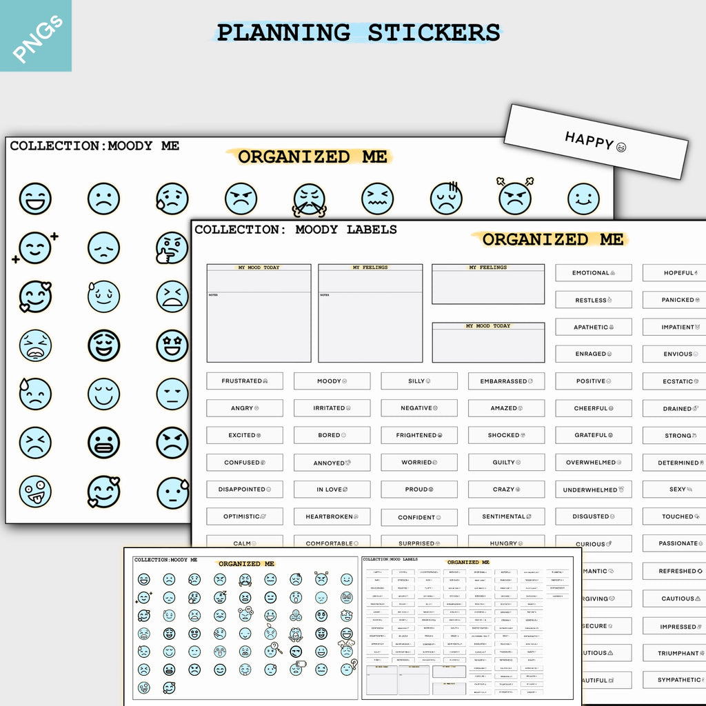 Mood Stickers - 160 Digital Planning Stickers