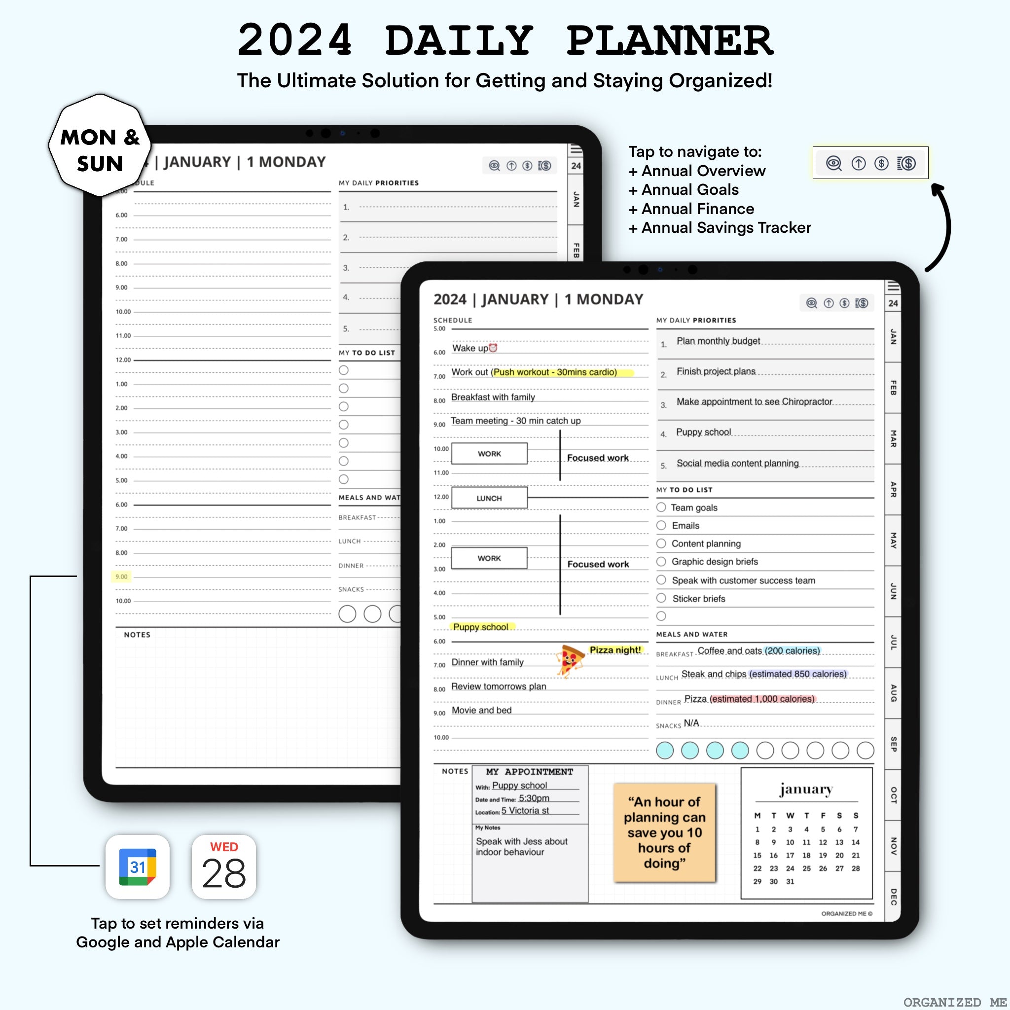 2024 2025 Daily Hourly Planner Templates Pack, Printable Daily Agenda  Templates 80 in 1 Bundle, Instant Download Printable PDF 