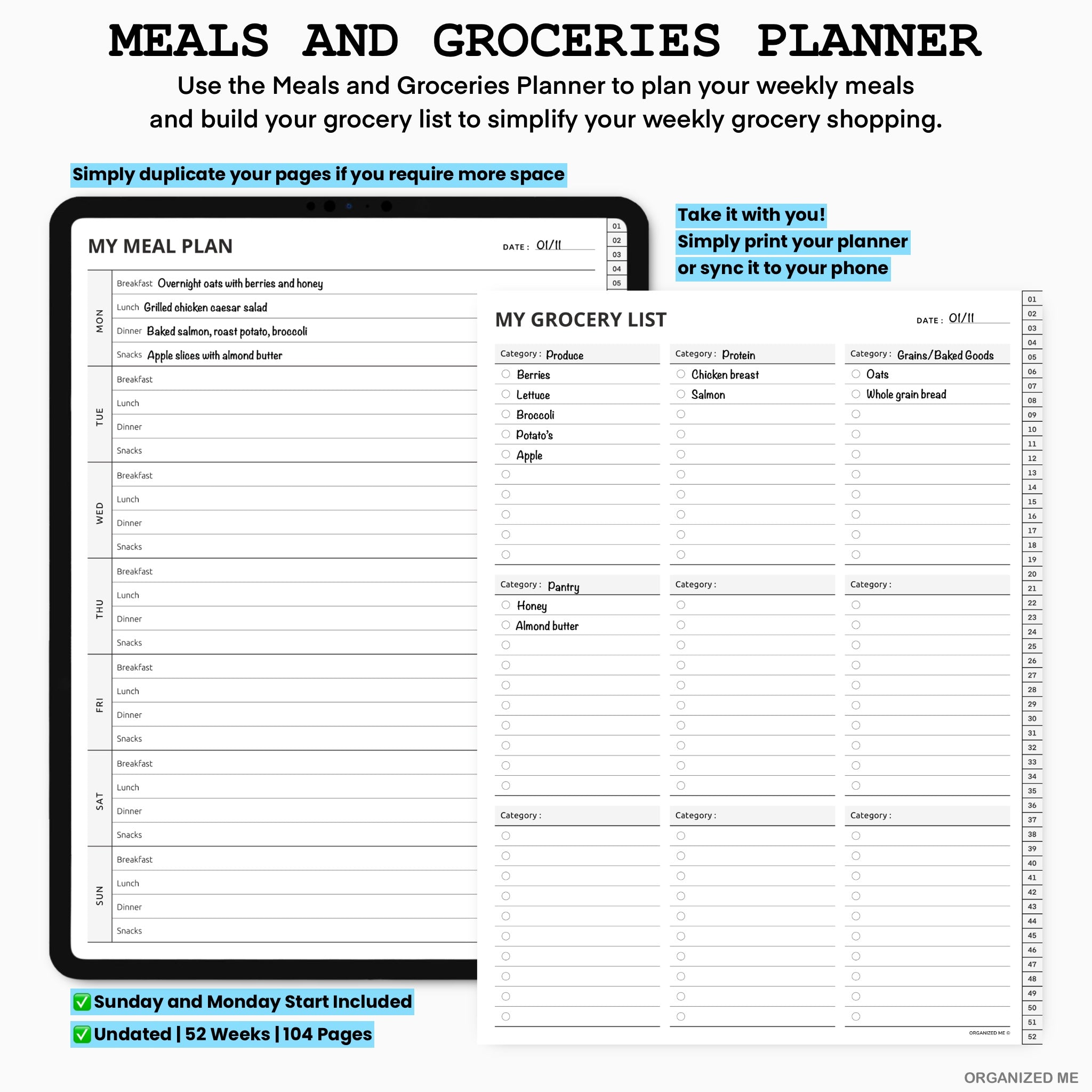 Meals and Groceries Planner