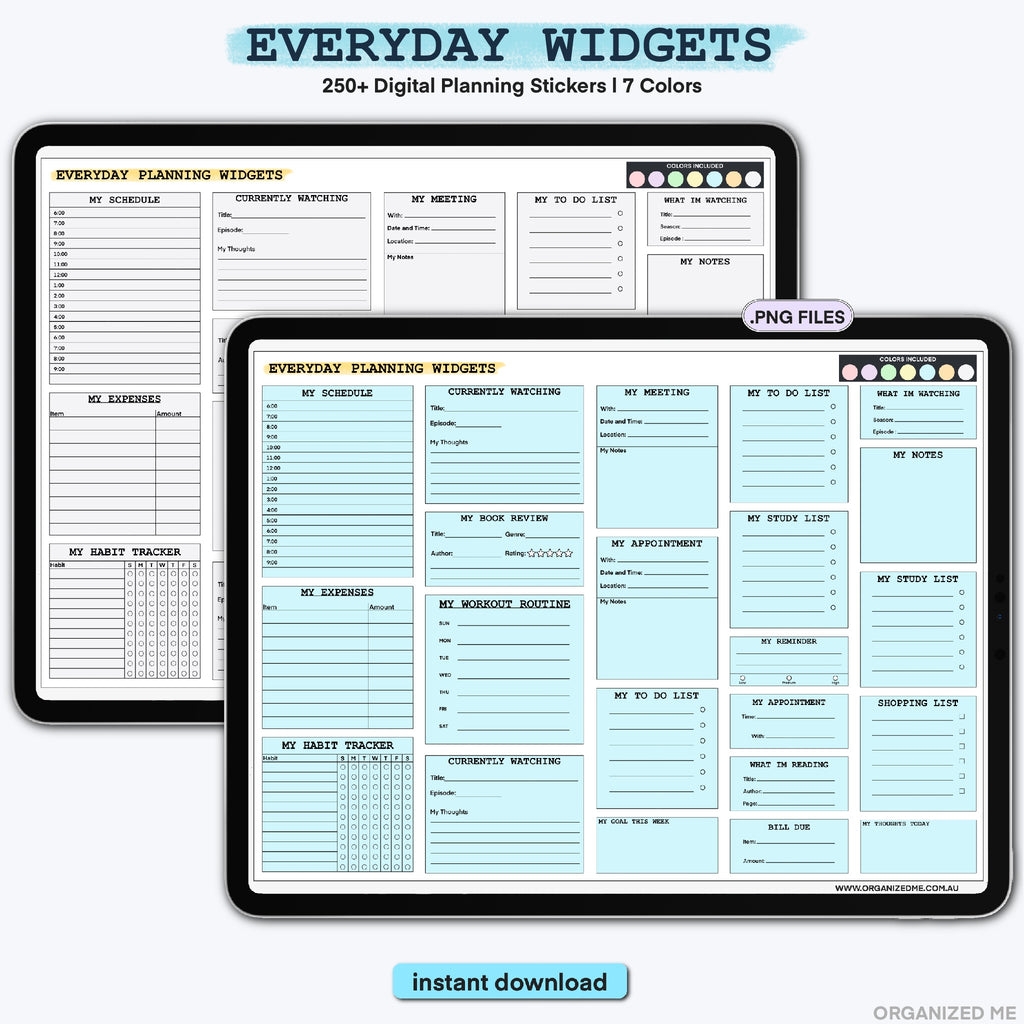 Goals and Projects Widgets (7 Colors)